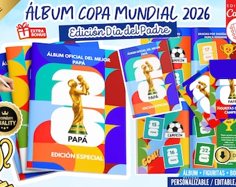 Fathers Day World Cup 2026 Sticker Album Canva Template, Editable Dad Photo Sticker Album, Personalized Gift for Dad Soccer Sticker Album