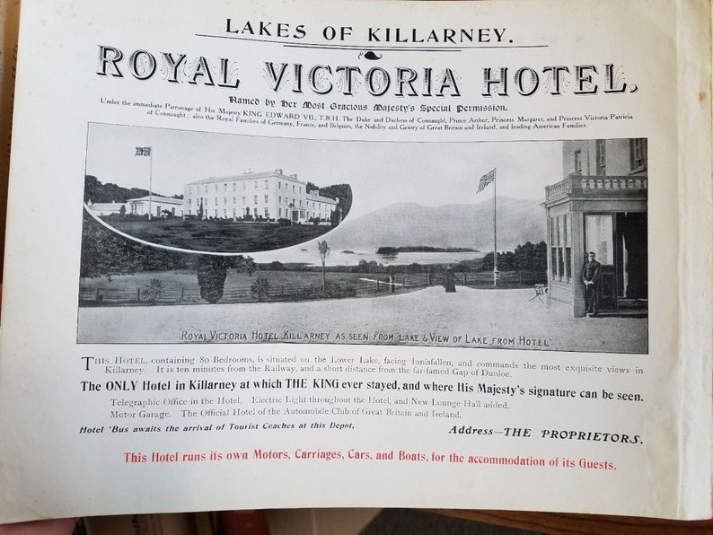 Souvenir of Killarney \u2013 South of Ireland \u2013 Illustrated Booklet with Fold-Out Map \u2013 circa 1890