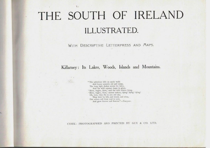 Souvenir of Killarney \u2013 South of Ireland \u2013 Illustrated Booklet with Fold-Out Map \u2013 circa 1890