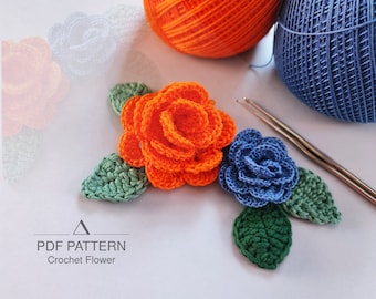 Crochet Mini Flower Pattern, Crochet Rose Pattern, Crochet Pattern for Beginner, Crochet Flower Pattern, Easy Crochet