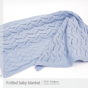 Knitted Baby Blanket Pattern, Baby Blanket Pattern, DIY Knit Baby Blanket, Knitting Blanket Pattern, Lace Baby Blanket 0004KBBP image 2