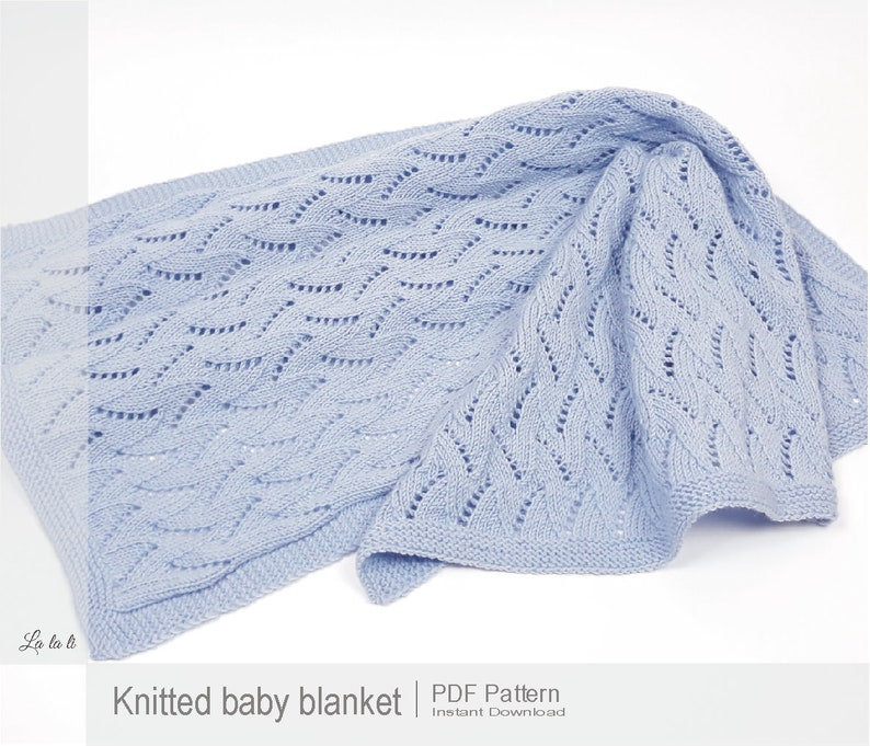 Knitted Baby Blanket Pattern, Baby Blanket Pattern, DIY Knit Baby Blanket, Knitting Blanket Pattern, Lace Baby Blanket 0004KBBP image 2