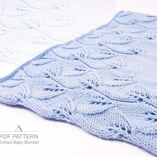 Knitted Baby Blanket Pattern, Baby Blanket Pattern, DIY Knit Baby Blanket, Knitting Blanket Pattern, Lace Baby Blanket (0010KBBP)