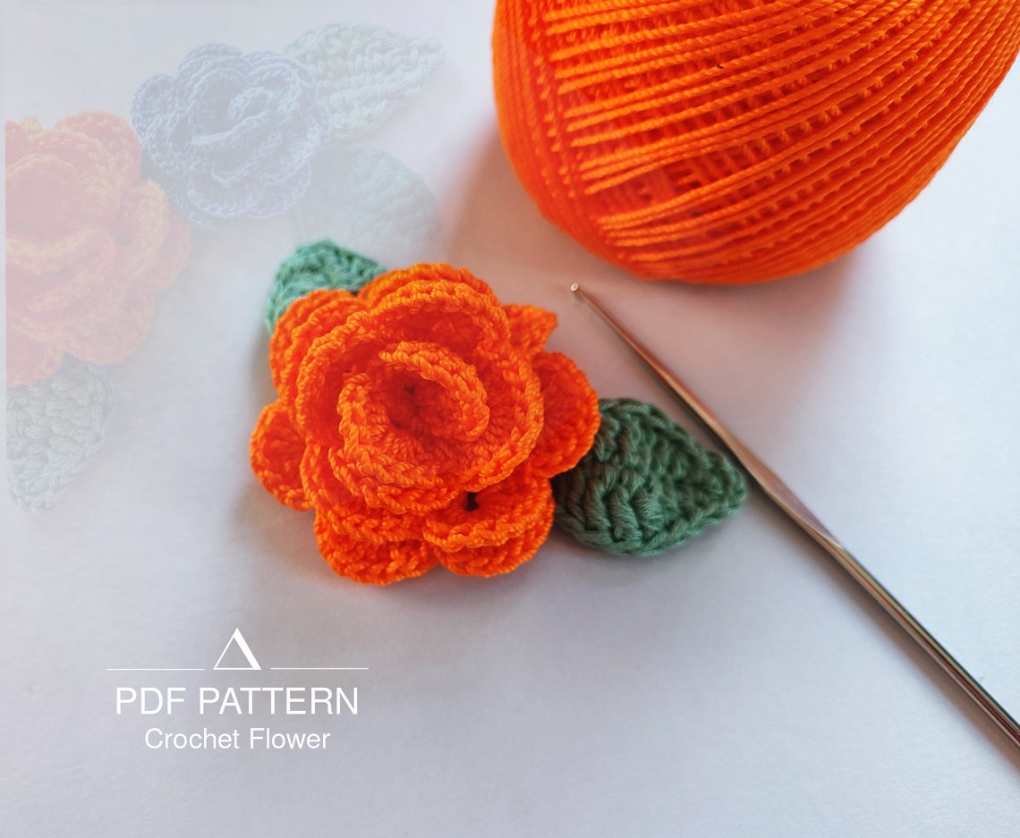 Crochet Mini Flower Pattern, Crochet Rose Pattern, Crochet Pattern for