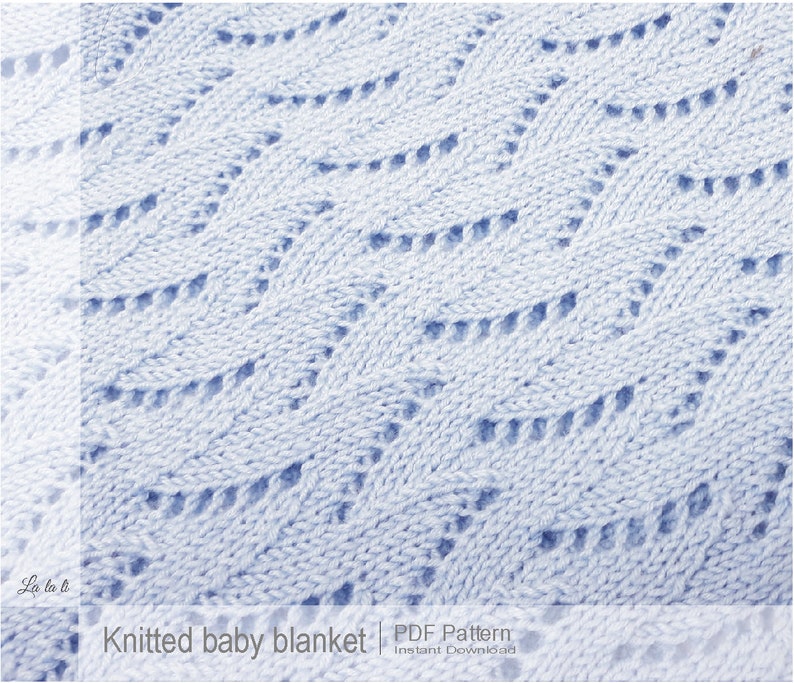 Knitted Baby Blanket Pattern, Baby Blanket Pattern, DIY Knit Baby Blanket, Knitting Blanket Pattern, Lace Baby Blanket 0004KBBP image 5