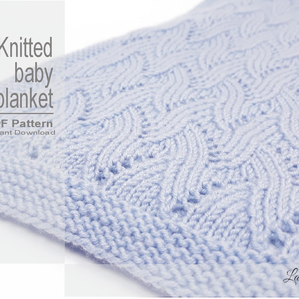 Knitted Baby Blanket Pattern, Baby Blanket Pattern, DIY Knit Baby Blanket, Knitting Blanket Pattern, Lace Baby Blanket (0004KBBP)