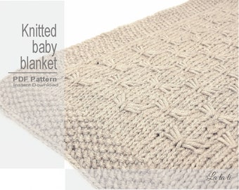 Knitted Baby Blanket Pattern, Baby Blanket Pattern, DIY Knit Baby Blanket, Knitting Blanket Pattern, DIY Blanket (0008KBBP)