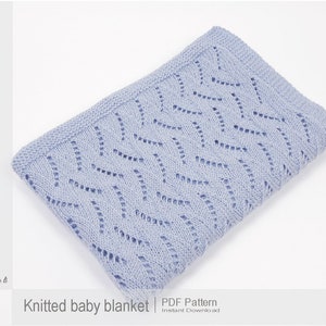 Knitted Baby Blanket Pattern, Baby Blanket Pattern, DIY Knit Baby Blanket, Knitting Blanket Pattern, Lace Baby Blanket 0004KBBP image 3