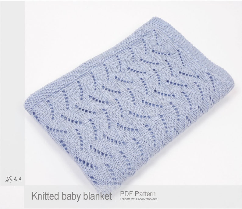 Knitted Baby Blanket Pattern, Baby Blanket Pattern, DIY Knit Baby Blanket, Knitting Blanket Pattern, Lace Baby Blanket 0004KBBP image 3