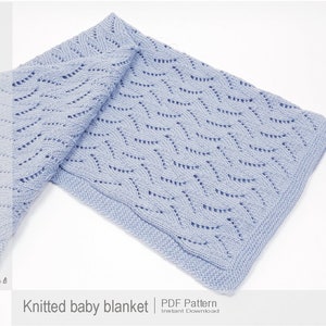 Knitted Baby Blanket Pattern, Baby Blanket Pattern, DIY Knit Baby Blanket, Knitting Blanket Pattern, Lace Baby Blanket 0004KBBP image 4