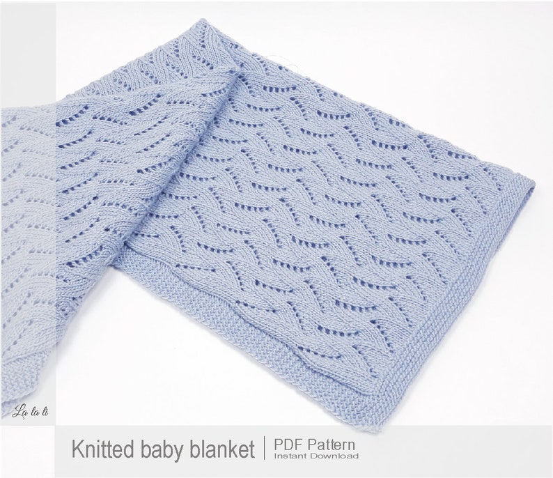 Knitted Baby Blanket Pattern, Baby Blanket Pattern, DIY Knit Baby Blanket, Knitting Blanket Pattern, Lace Baby Blanket 0004KBBP image 4