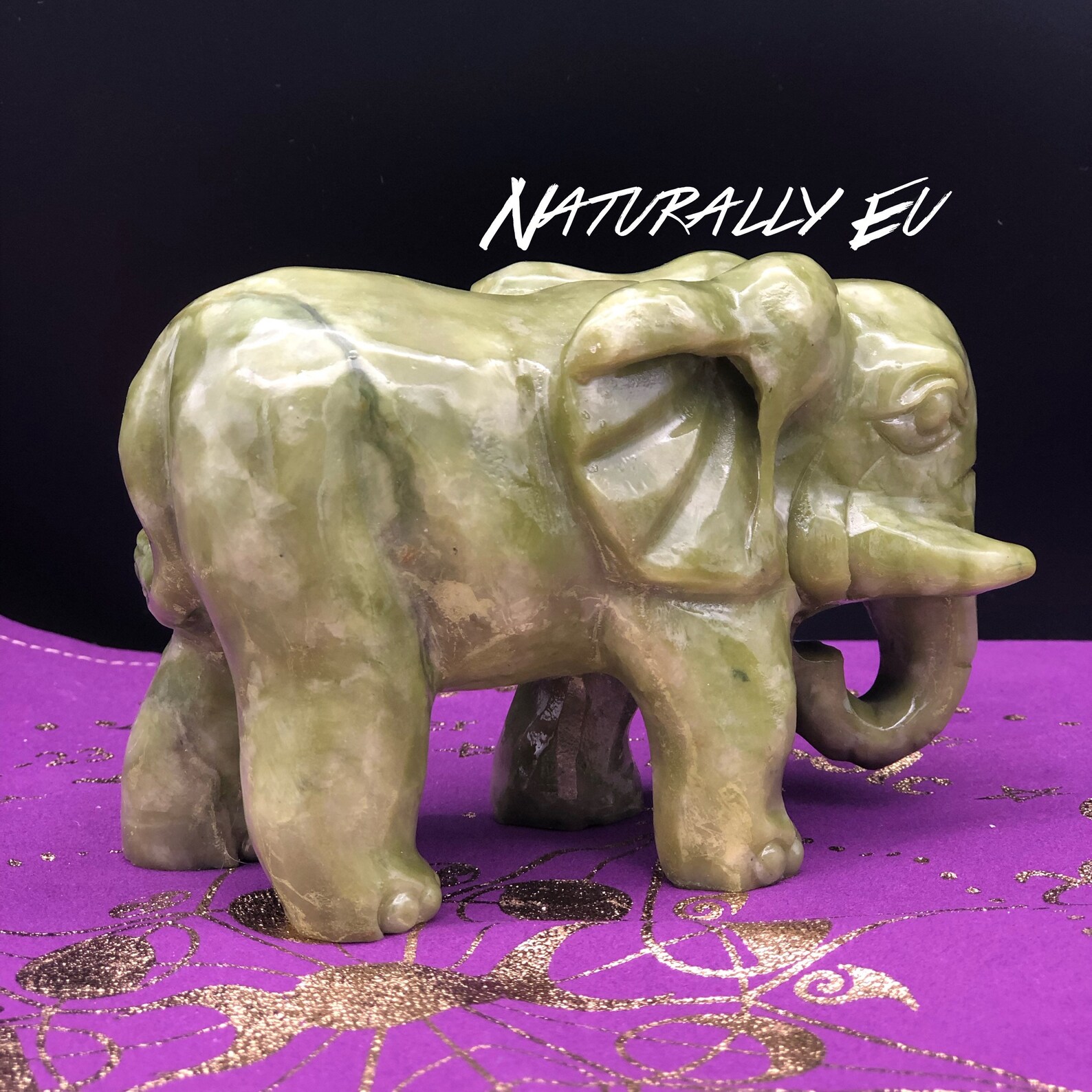 Carved Jade Gemstone Crystal Elephant Etsy