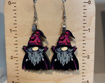 Vampire earrings, sublimated earrings, lightweight, winter, fall vibes, Halloween earrings, gnome earrings, monster gnome