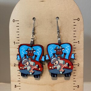 Grandma got run over by a reindeer earrings, sublimated, lightweight, winter, fall vibes, Christmas earrings, stocking stuffer, funny gift