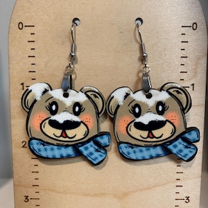 Polar bear earrings, sublimated earrings, lightweight, winter earrings, Christmas earrings, earrings for Christmas, polar bear lover gift