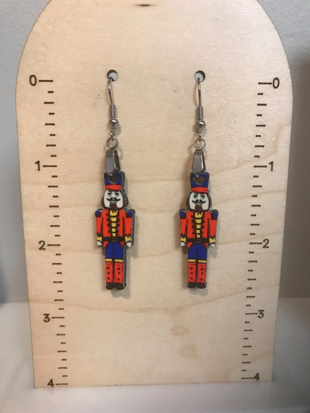 Red Blue Nutcracker Earrings, Lightweight, Winter, Stocking Stuffer