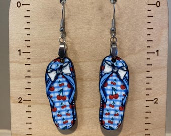 Flip Flop earrings, summer earrings, lightweight, beach earrings, gift under 20, flip flops for beach, sublimated earrings