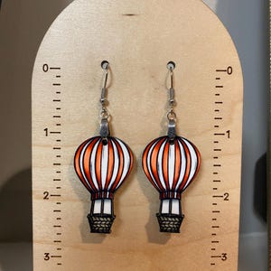 Hot air balloon earrings, wood earrings, hot air balloon lover gift, Christmas gift, stocking stuffer
