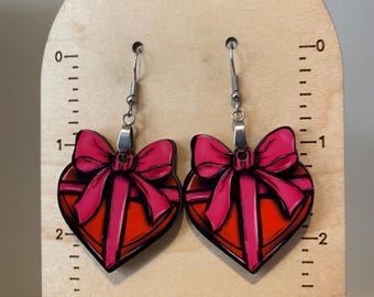 Heart earrings, lightweight, stocking stuffer, western earrings, Sublimated earrings, Valentine earrings, Valentine gift,