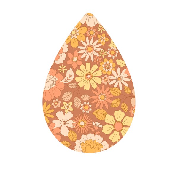 Orange yellow red flower teardrop  sublimation earrings PNG, floral, instant download, digital, necklace, boho, fall, summer, spring, retro