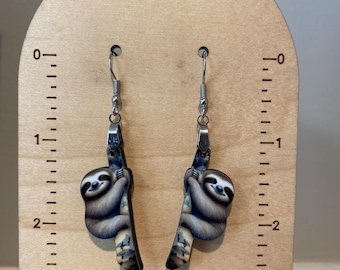 Sloth earrings, sublimated earrings, lightweight, winter earrings, Christmas earrings, earrings for Christmas, sloth lover gift