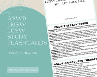 LMSW/LCSW Exam Flashcards - Therapy Theories | ASWB Exam Study Material | Licensing Exam | Ultimate Exam Prep | Social Work Licensing Exam