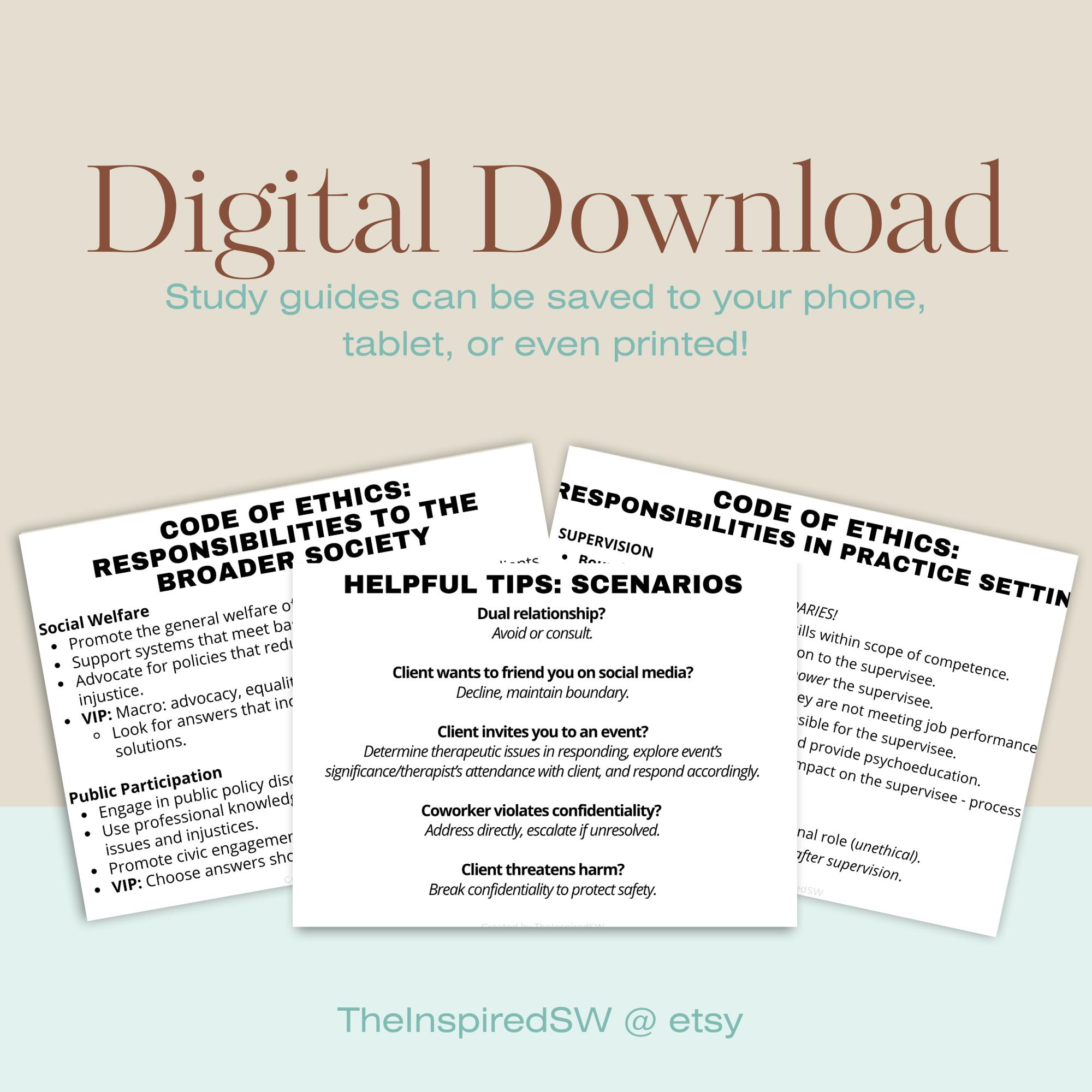 NASW Code of Ethics Flashcards | LCSW Study Guide | Social Work Exam ...