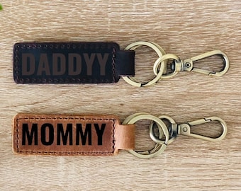Leather Keyring Gift, Personalized Handwriting Leather Key Chain, Leather Loop, Anniversary Birthday Gift for Him, Leather Keyring Bespoke