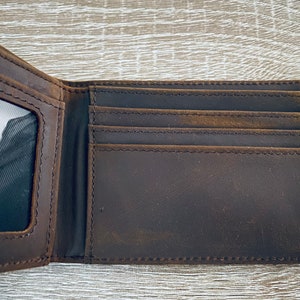 Cartera de cuero para hombre, cartera personalizada, cartera grabada para hombre, cartera de cuero con bloqueo RFID, cartera de cuero para hombre, ideas para regalos de aniversario imagen 5
