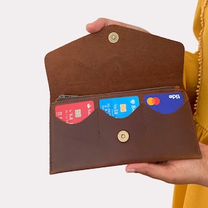 Leather Wallet Women, Personalised Leather Wallet Women, Womens , Women's Gift, Long Slim Leather Wallet, Handmade Wallet Gift