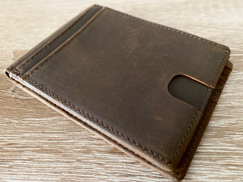 Cartera de cuero para hombre, cartera personalizada, cartera grabada para hombre, cartera de cuero con bloqueo RFID, cartera de cuero para hombre, ideas para regalos de aniversario imagen 3
