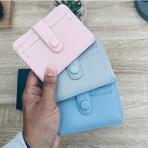 Tarjetero mujer, Tarjetero de cuero personalizado mujer, Mini cartera para mujer, Cartera tarjetero de cuero vegano, Tarjetero de mujer