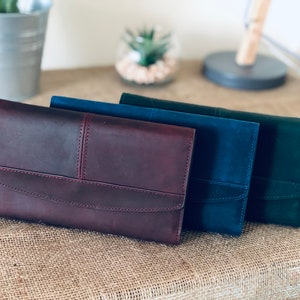 Cartera de cuero triple para mujer, Cartera de cuero para mujer, Cartera y monedero para mujer, Cartera de cuero para mujer, Cartera de cuero para mujer