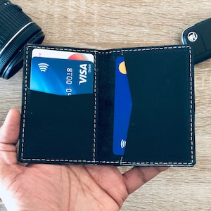 Made in UK, Handmade Leather Wallet, Leather Bifold Wallet, Leather Slim Bifold Wallet, Groomsmen Wallet, Leather Credit Card Holder