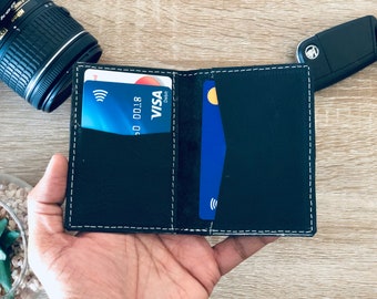 Hecho en el Reino Unido, cartera de cuero hecha a mano, cartera bifold de cuero, cartera bifold delgada de cuero, cartera de padrinos, titular de la tarjeta de crédito de cuero