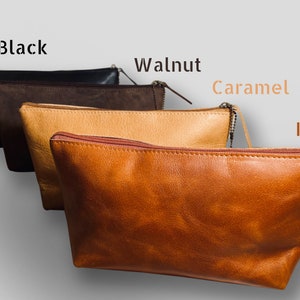 Borsa per il trucco in pelle, Borsa per il trucco per lei, Borsa per il trucco personalizzata, Borsa per cosmetici, Borsa da toilette, Borsa per il trucco da damigella d'onore, Regalo per lei