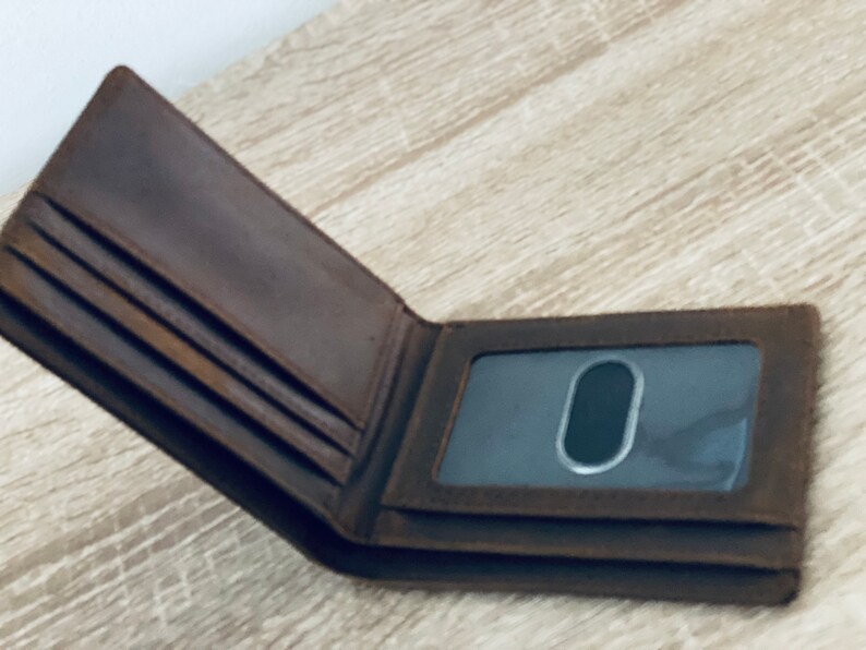 Cartera de cuero para hombre, cartera personalizada, cartera grabada para hombre, cartera de cuero con bloqueo RFID, cartera de cuero para hombre, ideas para regalos de aniversario imagen 6