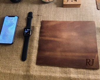 Made in UK, Personalized Leather Mousepad. Full Grain Premium Real Leather. Personalized Mouse Pad