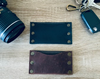 Porte-cartes personnalisé, porte-cartes mince, portefeuille mince pour homme avec poche avant, porte-cartes pour homme, portefeuille en cuir minimaliste pour homme