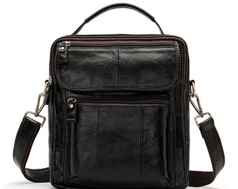 Leren herentas - stijlvolle leren schoudertas, duurzame crossbodytas voor heren, klassieke leren tas voor werk of reizen