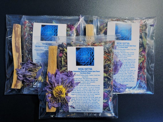 YONI TRAMA STEAM Blend 5 Wholesale Blue Lotus New Beginnings Lotus Flower Yoni Steam Blend with Palo Santo Smudging Sticks