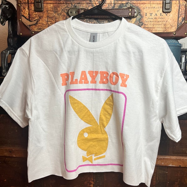 Yellow Playboy Logo Vintage Crop Top