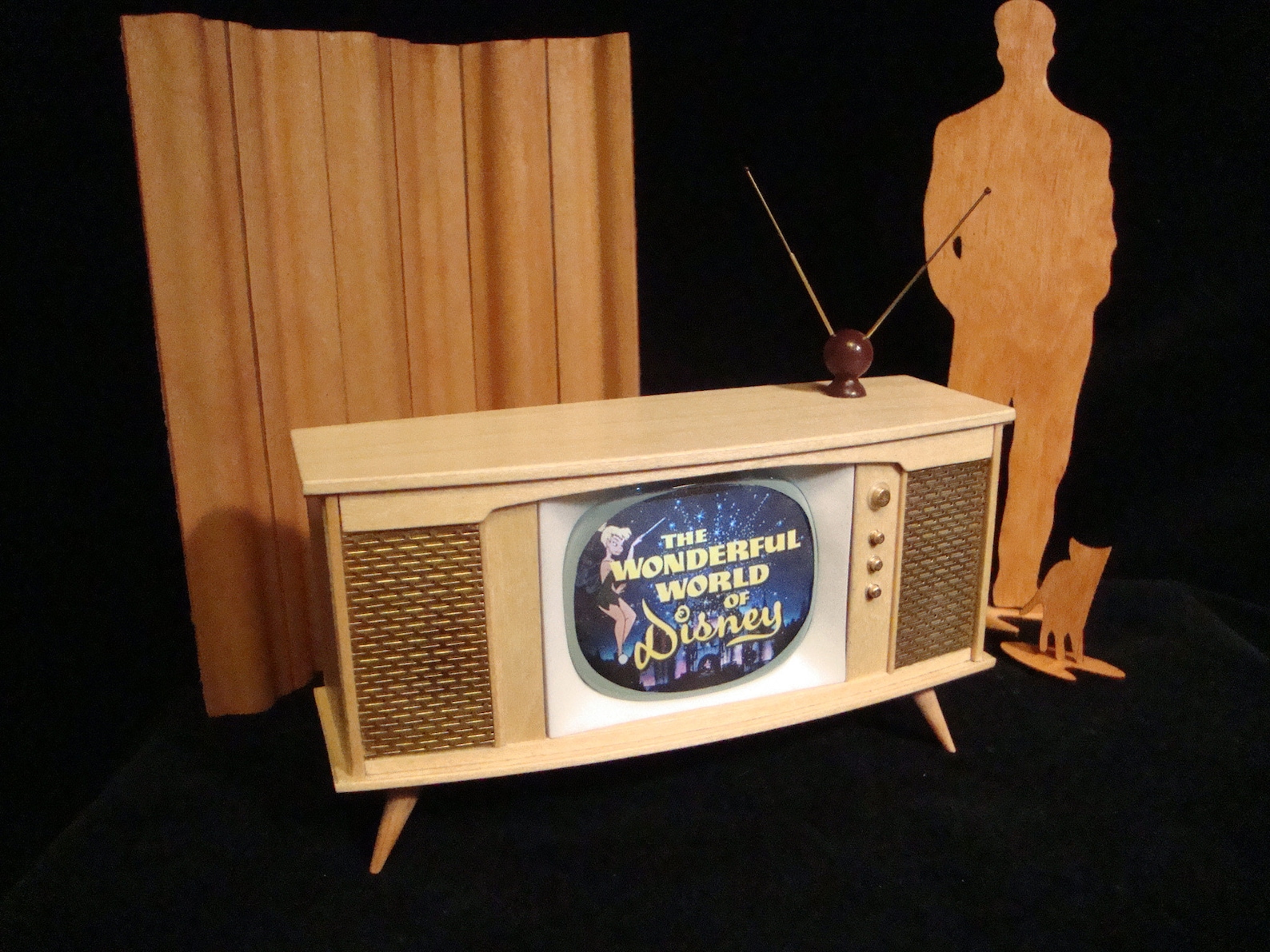 Miniature Console TV With Rabbit Ears and Light up Screen Etsy