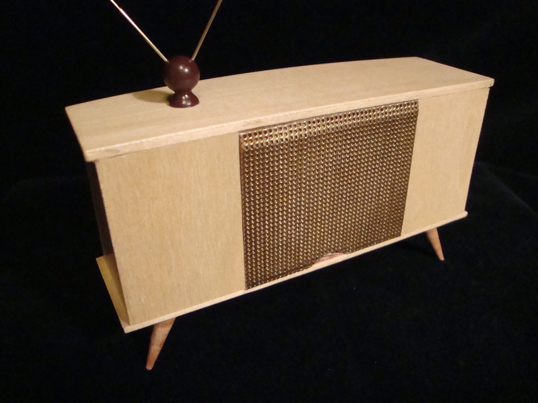 Miniature Console TV With Rabbit Ears and Light up Screen Etsy