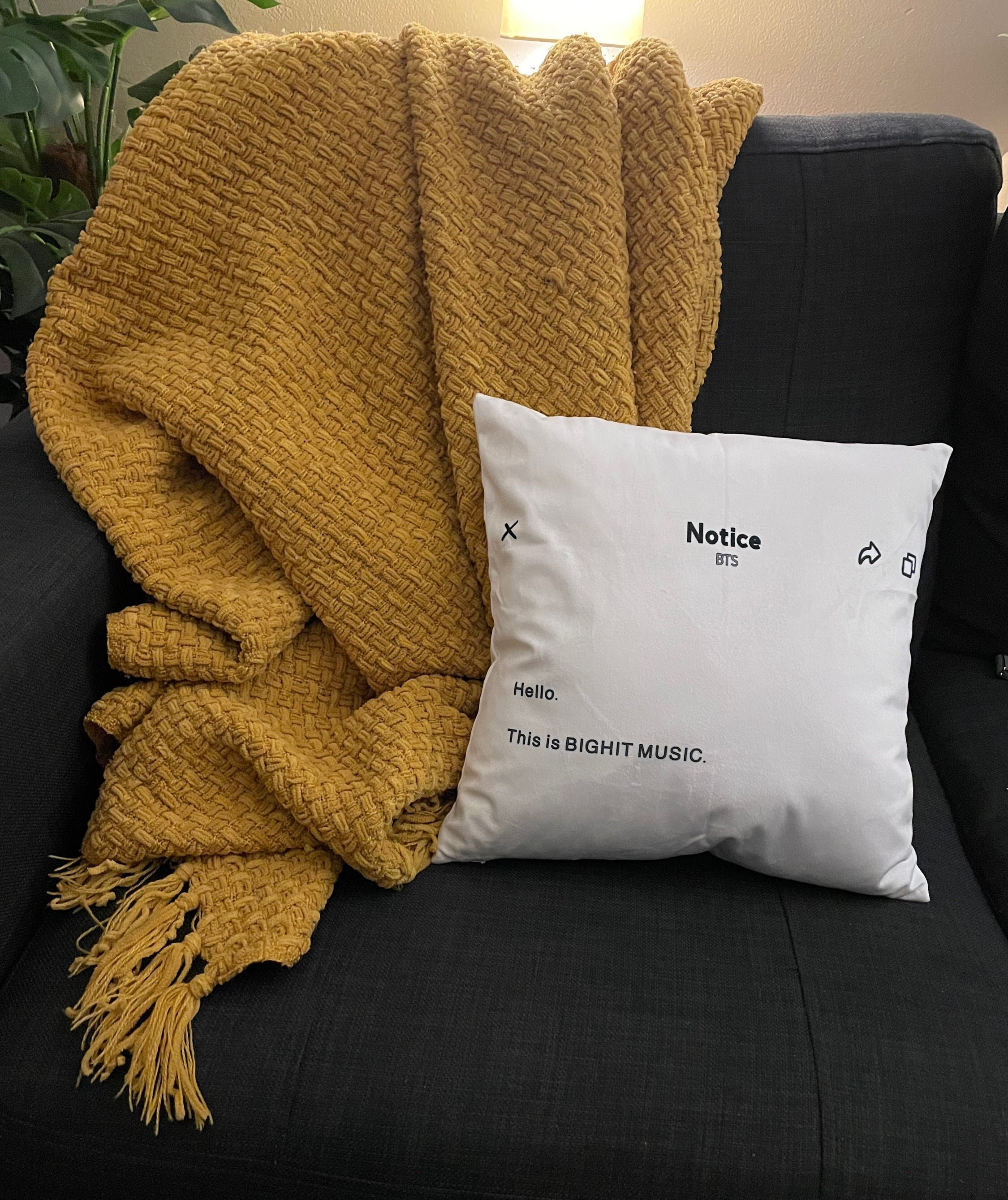 Bighit BTS Weverse Notice Kpop Inspired Pillow Cushion Throw