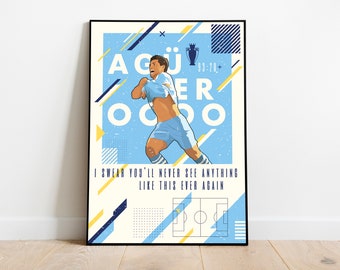 Manchester City's Sergio Agüero Iconic Moment Poster