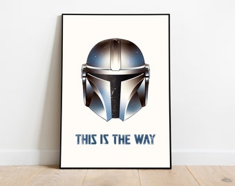 Mandalorian Helm Poster, Star Wars Kunstdruck