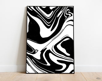Minimalist, Abstract, Mid Century Modern, Liquid, Wall art, Home Decor, Black and white