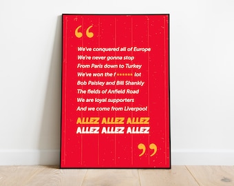 Liverpool F.C. Allez Allez Allez Chant Poster