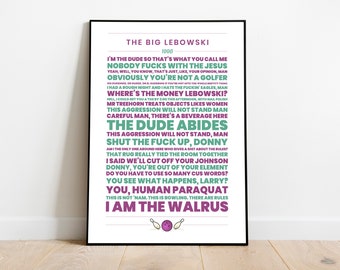 The Big Lebowski Movie Quotes Poster